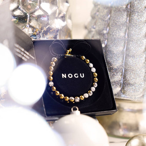 Or Chrome x Blanc | Bracelet Double Verre Pailleté